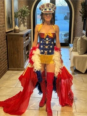 Patriotic Red, Blue & Gold Women's Pageant attire